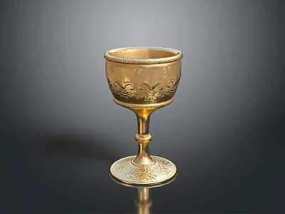Golden Engraved Goblet With Ornate Patterns And Elegant Decorative Base 3d model