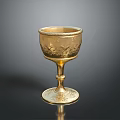 Golden Engraved Goblet With Ornate Patterns And Elegant Decorative Base 3d model