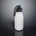 Sleek White Reusable Water Bottle With Black Lid And Portable Handle Design