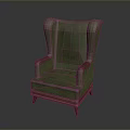Green Upholstered Armchair With Classic Design Comfortable Seat And Wooden Legs