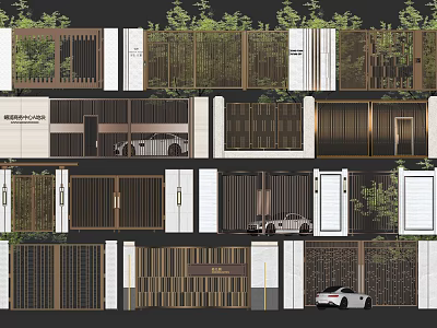 Modern Building Facade Design For Multiple Units With Layered Grilles And Greenery 3d model