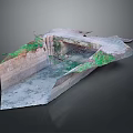Modern Landscape 3D Model Featuring Sunken Depression With Green Vegetation And Moist Ground