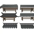 Traditional Chinese Roof Components With Curved Tiles And Various Architectural Designs