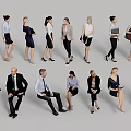 Professional People in Business Attire Standing and Sitting in Various Poses