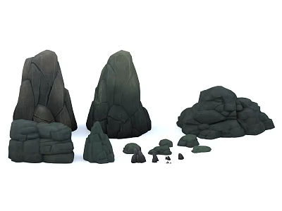 Natural Rock Formations With Different Sizes And Various Shapes In Outdoor Scene 3d model