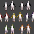 Colorful Penguin Characters With Various Colored Wings Standing In Pairs