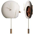 Modern Stylish Clocks With White Finish Gold Accents And Wooden Panel Details