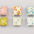 Colorful Decorative Throw Pillows Featuring Floral Circular And Leaf Patterns 3d model