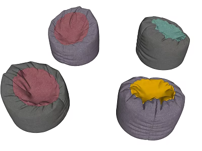 Comfortable Bean Bag Chair With Pink Green Yellow Inner Core For Home Decor 3d model