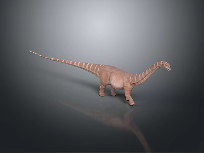 Detailed Striped Dinosaur Figure With Long Neck And Tail On Dark Background 3d model
