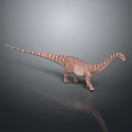 Detailed Striped Dinosaur Figure With Long Neck And Tail On Dark Background