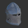 Medieval Metal Helmet With Visor And Intricate Decorative Design Elements 3d model