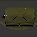 Olive Green Canvas Duffel Bag With Two Front Pockets Handle And Shoulder Strap 3d model