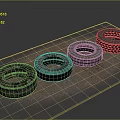 Old Worn Rusted Tires Arranged In A Row On Rusty Ground Surface 3d model