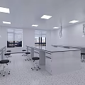 Modern Laboratory Interior Design With Open Layout Lab Benches Stools And Windows 3d model