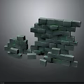 Green Scene Building Blocks Stacked 3D Structure With Gray Background And Decorative Cubes