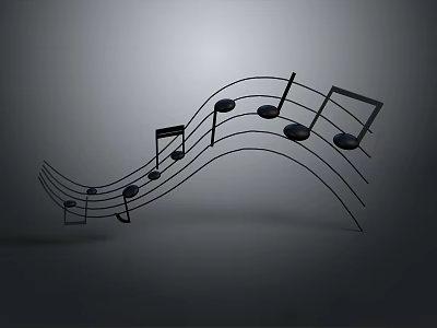Stylish Black Musical Note Decorative Ornaments For Home Living Spaces 3d model