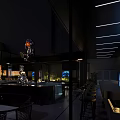 Modern Terrace Bar With Fire Pit Large Screen Comfortable Seating and Nighttime Ambiance