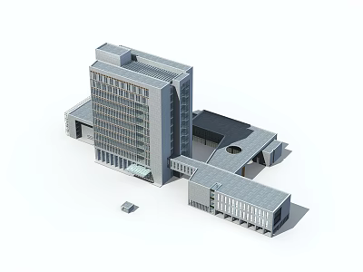 Modern Multi Storey Office Building With Connected Wings And Glass Facade 3d model