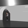 White Wavy Archway With Person Standing Under Black Background And Game Over Text Top Right