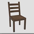 Wooden Single Chair with Slatted Backrest and Sturdy Solid Wood Legs 3d model
