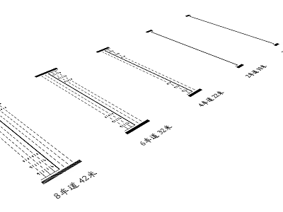Road Facilities with Various Width Road Designs Including 8m 6m 4m and 2m Specifications 3d model