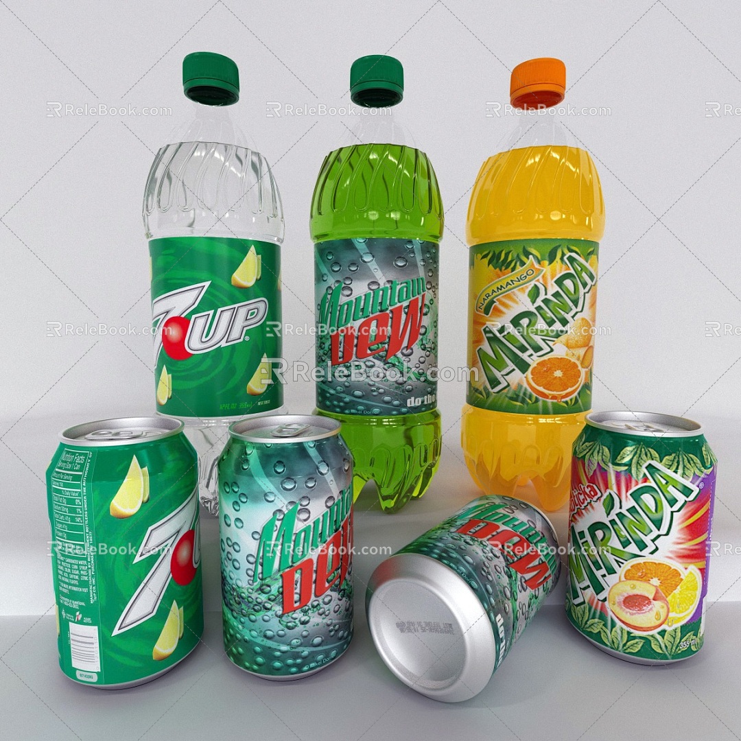 Drinks Coke Fanta 7-Up 3d model