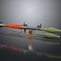 Military Rocket Launcher Weapon With Orange Barrel Green Projectiles And Metal Structure