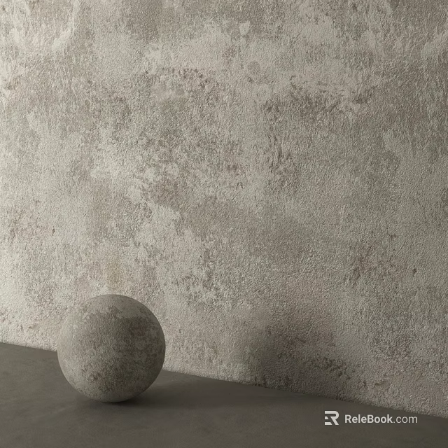 Neutral Toned Textured Wall Component Featuring Rough Surface And Decorative Sphere 3d model 