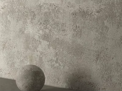 Neutral Toned Textured Wall Component Featuring Rough Surface And Decorative Sphere 3d model