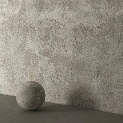 Neutral Toned Textured Wall Component Featuring Rough Surface And Decorative Sphere 3d model