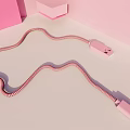 Pink Charging Cable With USB And Type C Connectors For Mobile Devices
