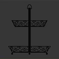 Two Tier Metal Decorative Scroll Design Storage Rack For Household Items