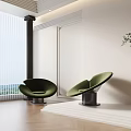 Two Green Single Sofa in Modern Interior with White Wall Wooden Floor Window and Plant