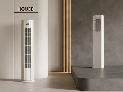 White Tower Air Cooler Fan with Sleek Minimalist Design in Modern House Interior 3d model