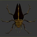 3D Fantasy Insect Character Design With Yellow Brown Exoskeleton And Long Legs