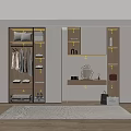 Modern Wardrobe Interior Design With Open Shelves Hanging Rods Built in Lighting And Decorative Mirror