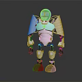 Humanoid Robot With White Body Black Head And Blue Eyes Standing On Reflective Base