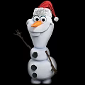 Frozen Movie Character Olaf Wearing Santa Hat With Carrot Nose Smiling And Waving