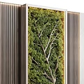 Lush Green Plant Wall With Natural Twigs And Modern Decorative Frame Design