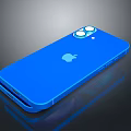 Blue Apple Laptop Back View With Logo And Dual Camera Design