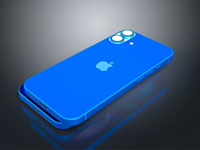 Blue Apple Laptop Back View With Logo And Dual Camera Design 3d model