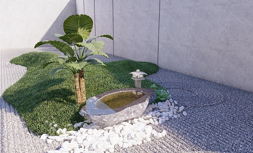 Japanese style courtyard sketch SU model 3d model