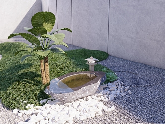 Japanese style courtyard sketch SU model 3d model