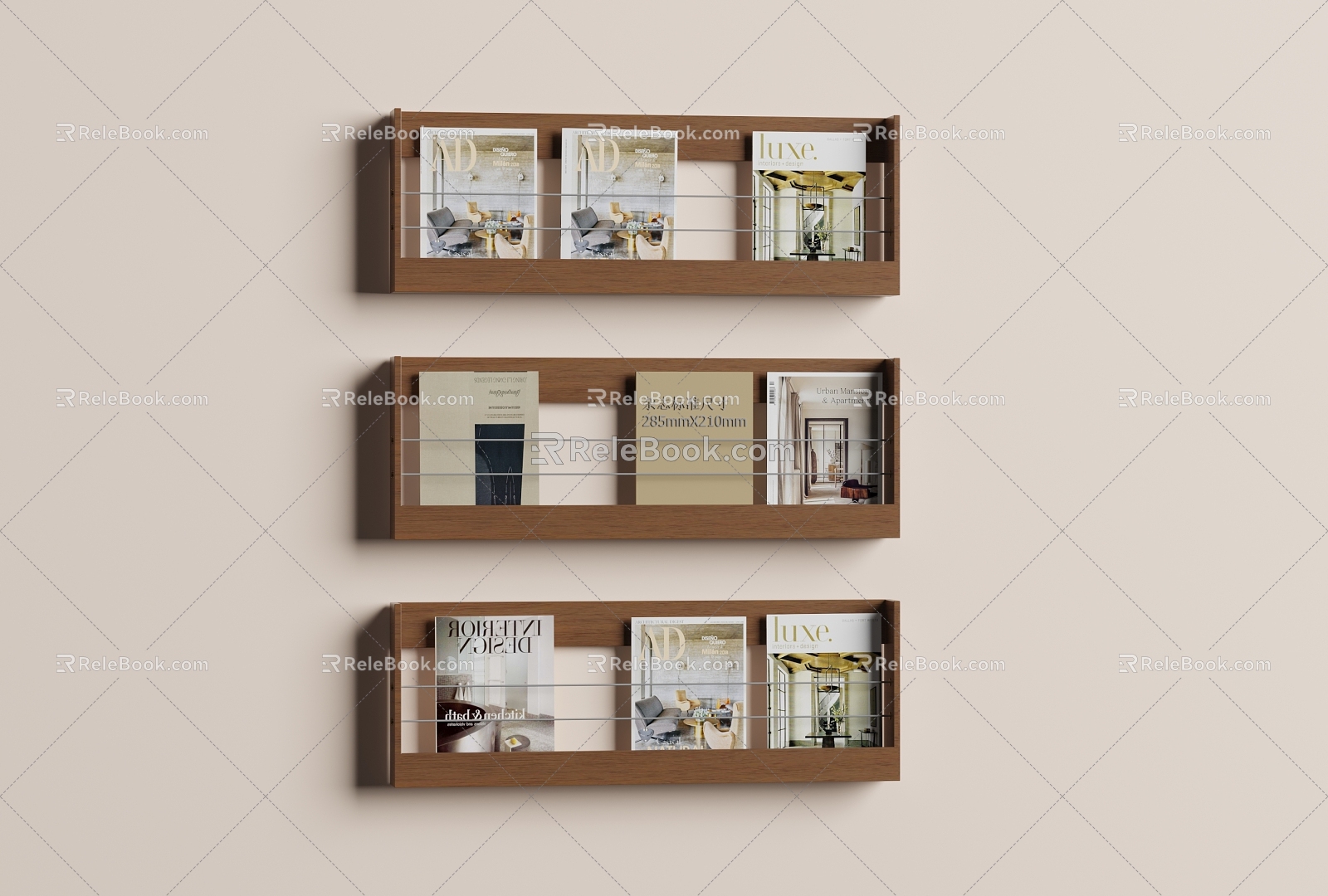 Bookshelf Magazine Wall Decoration Display Bookshelf 3d model