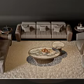 Modern Living Room Grey Sofa Coffee Table Set With Round Table Cushions Armchairs And Rug