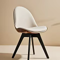 Modern Accent Chair With White Fabric Upholstery Brown Wooden Frame And Black Tripod Legs