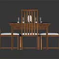 Wooden Dining Set With Four Chairs Tableware And Decorative Centerpiece For Modern Dining Room