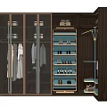Modern Wardrobe Interior Design With Glass Doors Hanging Rods And Multi Layer Shoe Shelves
