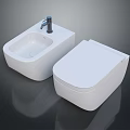 Modern White Toilet With Matching Washbasin In Sleek Minimalist Contemporary Design